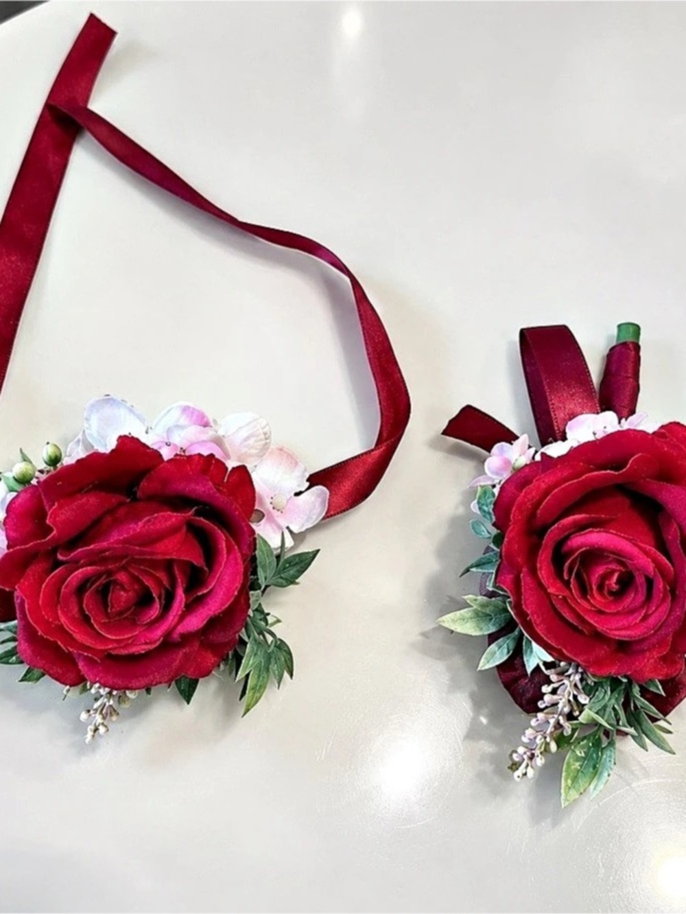 Handmade Burgundy Red Rose Wrist Corsage – Homecoming Wedding Prom 🌹